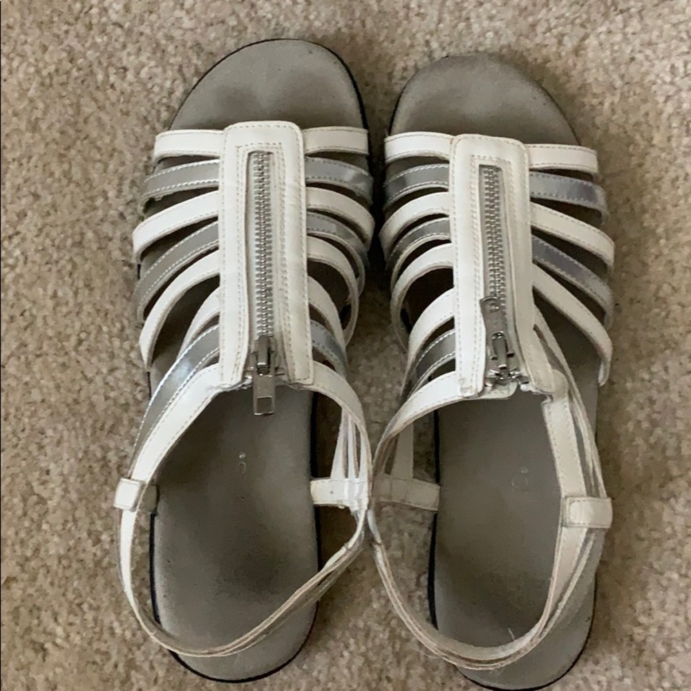 Silver and white Aerosoles sandals size 9